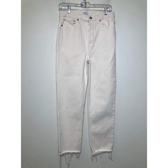 Re/Done Off White 70S Stove Pipe Ankle Jean with Raw Hem Sz 28 - Picture 1 of 3